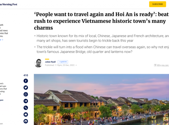 SCMP Hồng Kông: Tại sao bây giờ lại là thời điểm tuyệt vời để trải nghiệm Hội An?