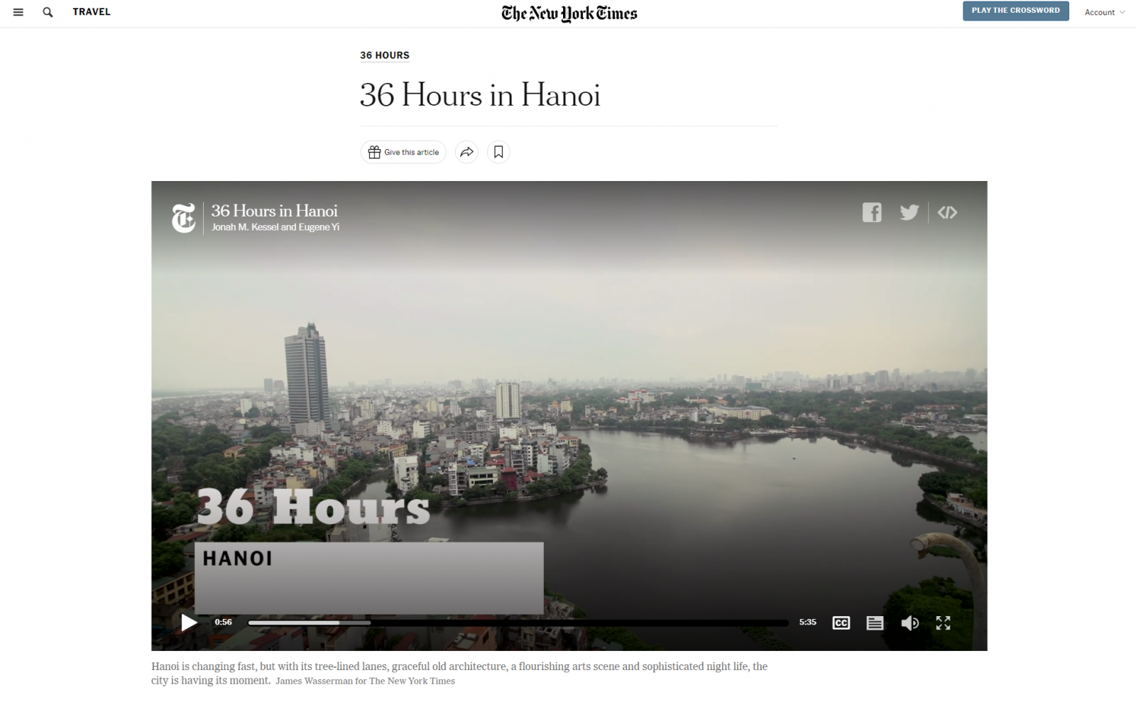 NYT giới thiệu Hà Nội trong chuyên mục 36 Hours năm 2019 | Quan Dinh H.
