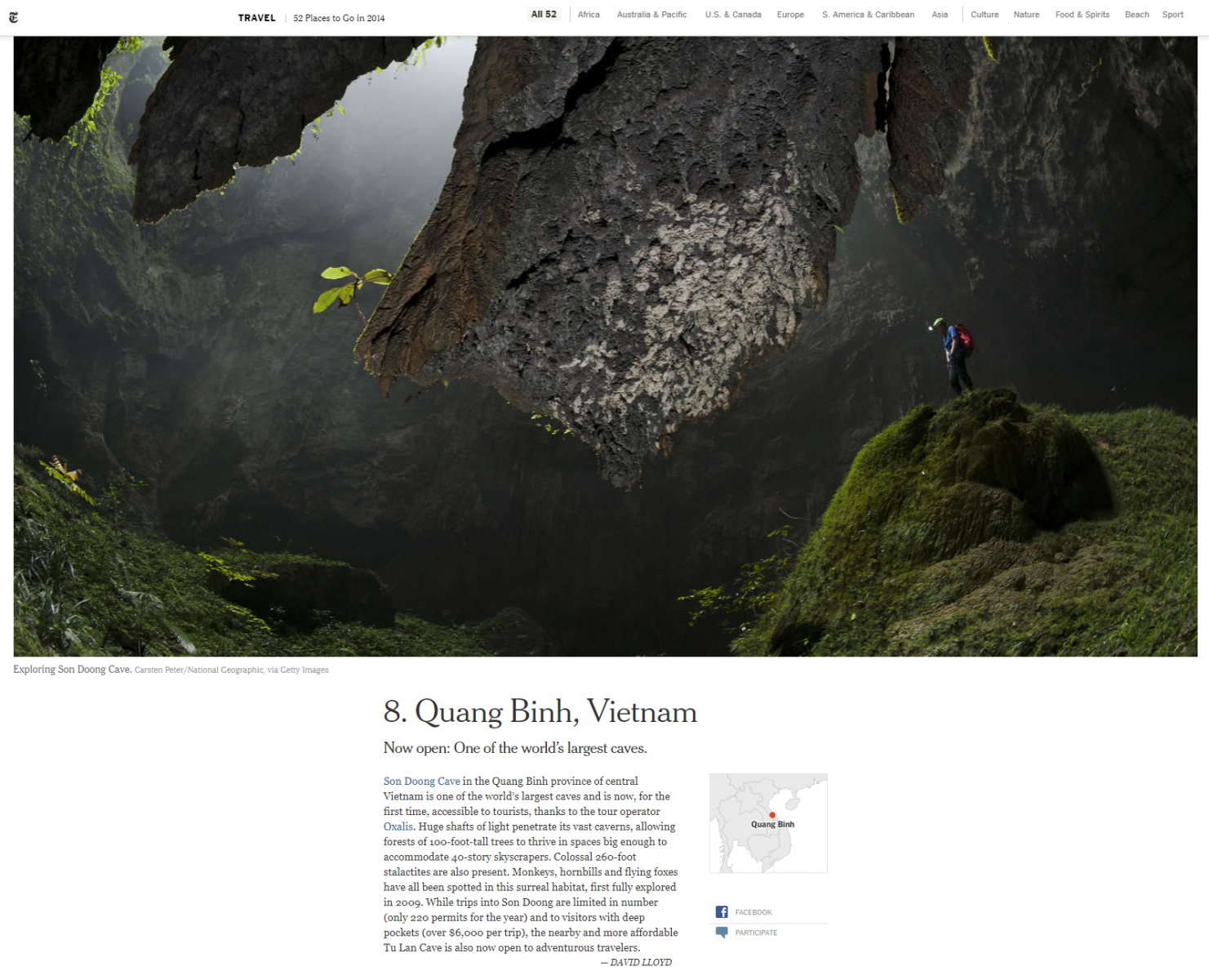 Quảng Bình nằm trong top 52 địa điểm của NYT năm 2014 | Quan Dinh H.
