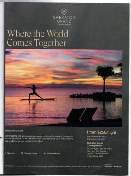 Sheraton Grand Đà Nẵng Resort đăng một trang quảng bá trên tạp chí Business Traveller